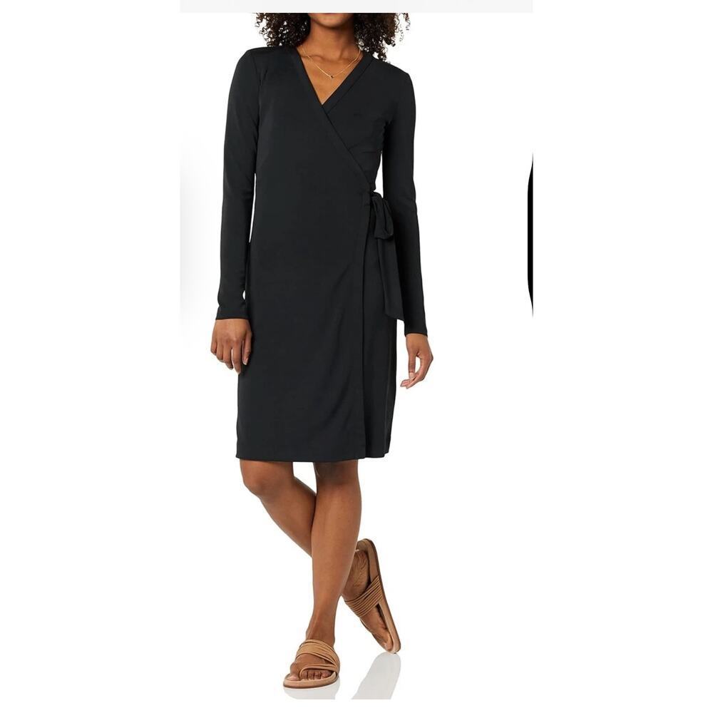 NWT Amazon Essentials Women's Long Sleeve Classic Wrap Dress Black Small